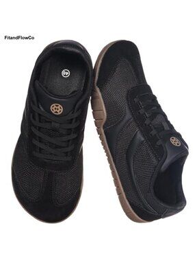 Women's Wide Toe Box Mesh Barefoot Walking Sneakers Lace-Up